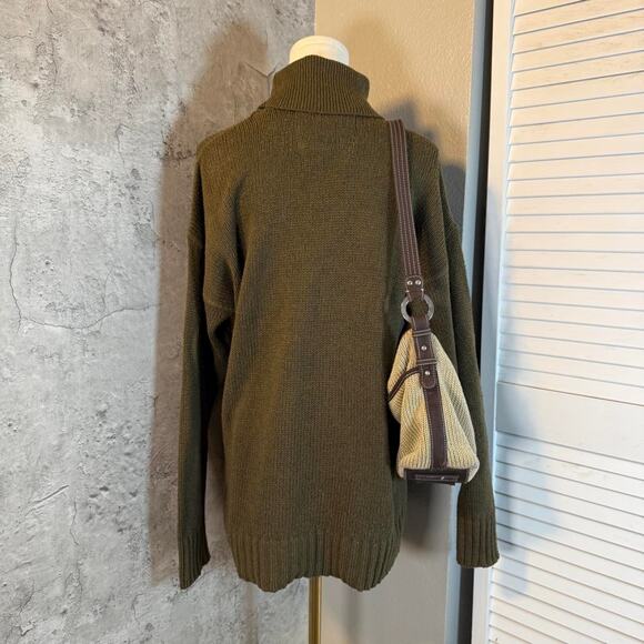 Preppy Soft Silk Club Green Turtleneck Sweater - Picture 5 of 6